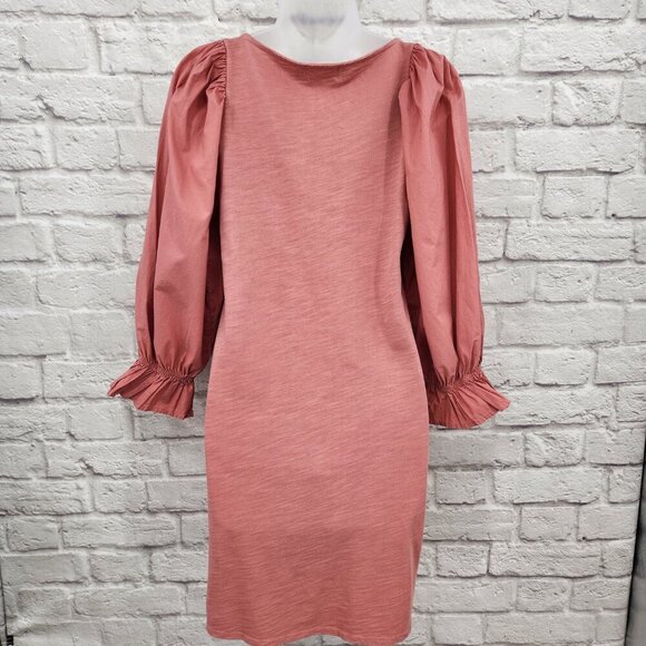 Nation LTD Oralia Flounce Puff Sleeve Mini Shift Dress in Pink Cheek Size XS NEW - Picture 8 of 14